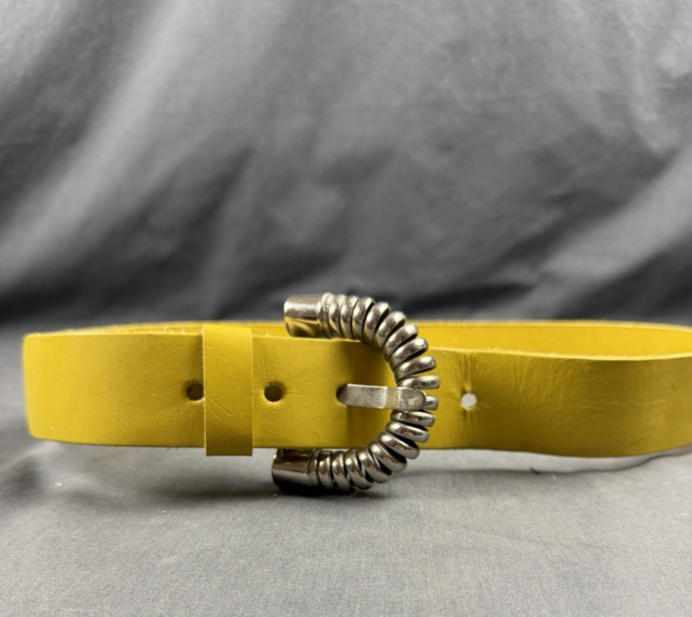 Vintage Omega Yellow Leather Statement Belt SizeML 4735